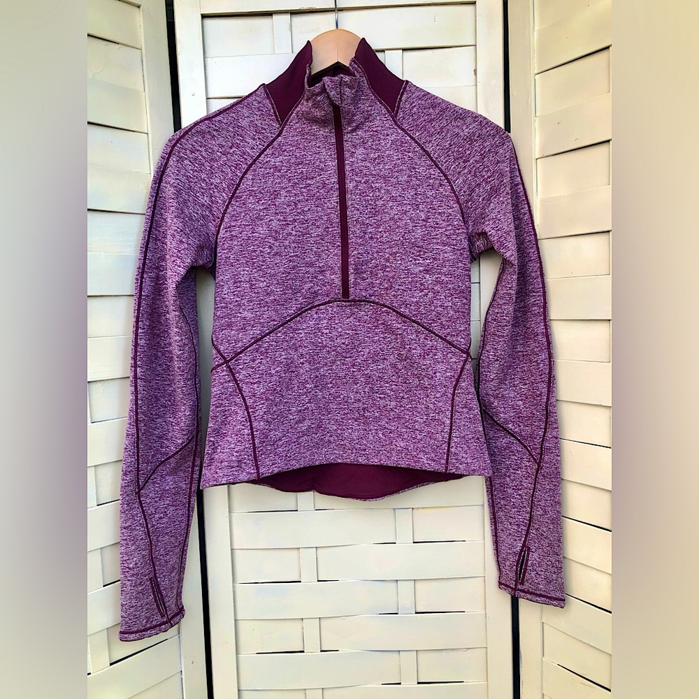Lululemon Athletica Heather Maroon Cropped Half-Zip